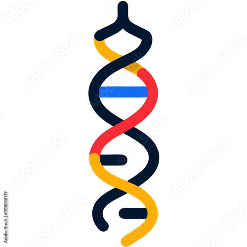 Stylized DNA Double Helix with Red, Orange, and Blue Accents