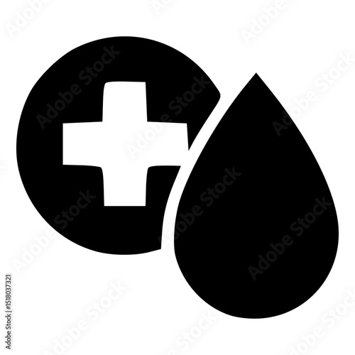 Minimalist Silhouette Blood Drop Donation Symbol Sign Icon Graphic Element