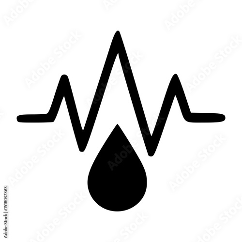 Minimalist Line Heartbeat Blood Drop Medical Sign Symbol Icon Graphic