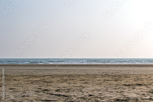 Tranquil Beach with Calm Ocean Waves. cox's bazar, bay of bengal, Bangladesh,