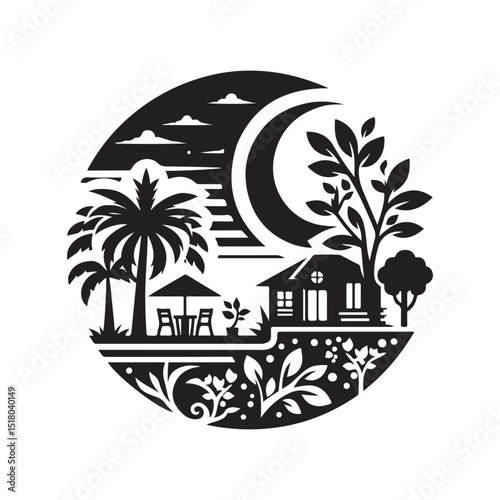 tropical island with palm trees
