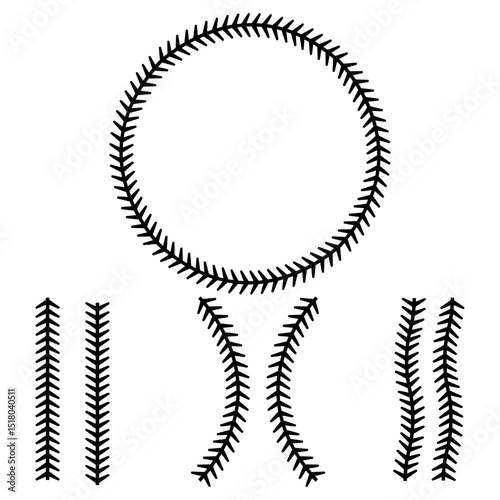 Baseball Stitches - Softball Vectors - Icons of American Sports