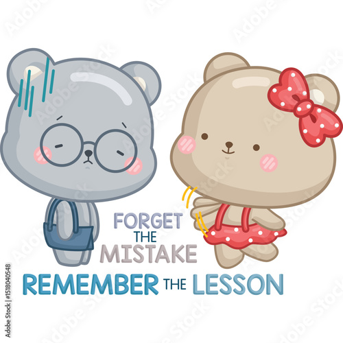 a vector of a cute bear with some motivational quotes