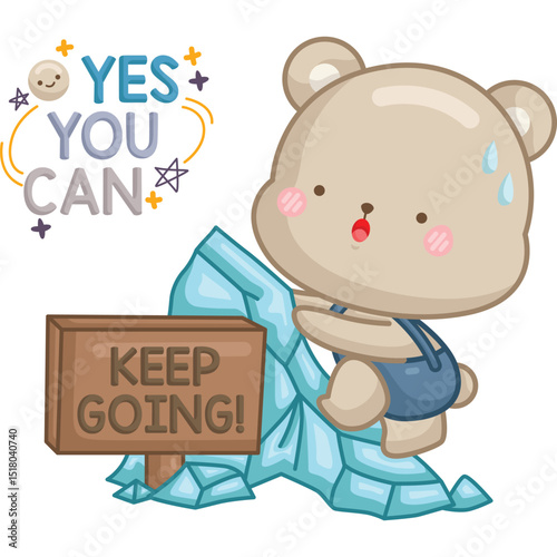 a vector of a cute bear with some motivational quotes