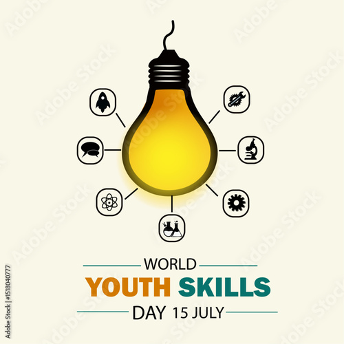 World Youth Skills Day - Illumination of Diverse Skills Bright Ideas for Youth Skills Development - July 15 Empowering Future Generations with Essential Skills Lightbulb of Learning: World Youth Skill