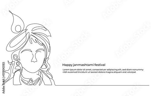 Happy Janmashtami Festival Line Art, Continuous Line Drawing of an Incense Burner with Smoke, Minimalist line art of pottery and a dove