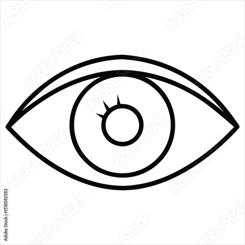Simple line drawing of an human eye isolated on white background