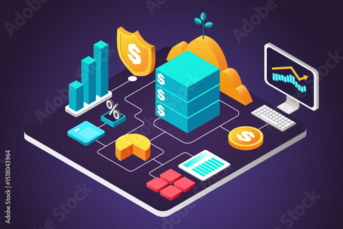 Isometric finance investment vector graphics