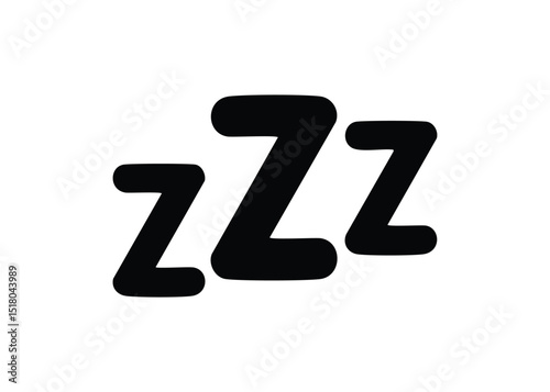 Graphic illustration of a black and white sleep icon representing rest relaxation and peaceful slumber.