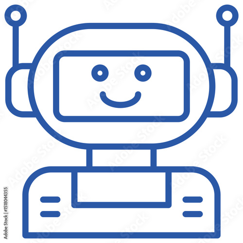 Robot Blue Line Icon