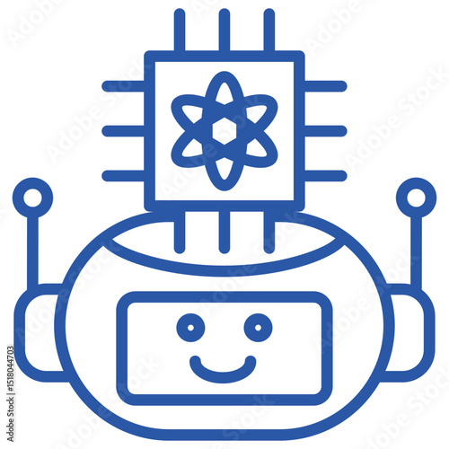 Artificial Intelligence Blue Line Icon