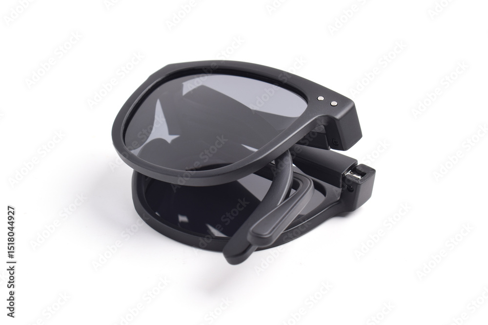 Fototapeta premium Black Foldable Sunglasses isolated on white background