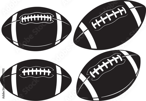 Dynamic American Football Action Silhouette vector illustration