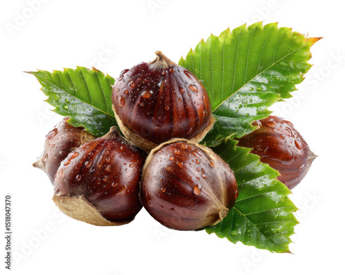 Harvesting chestnuts fresh autumn delights nature's bounty scene view isolated on transparent background