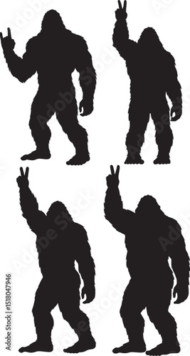 Mystery Bigfoot Walking Silhouette vector illustration
