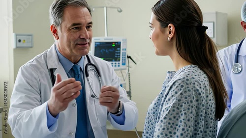 Doctor consoles patient during hospital consultation with reassuring gestures and engaged listening