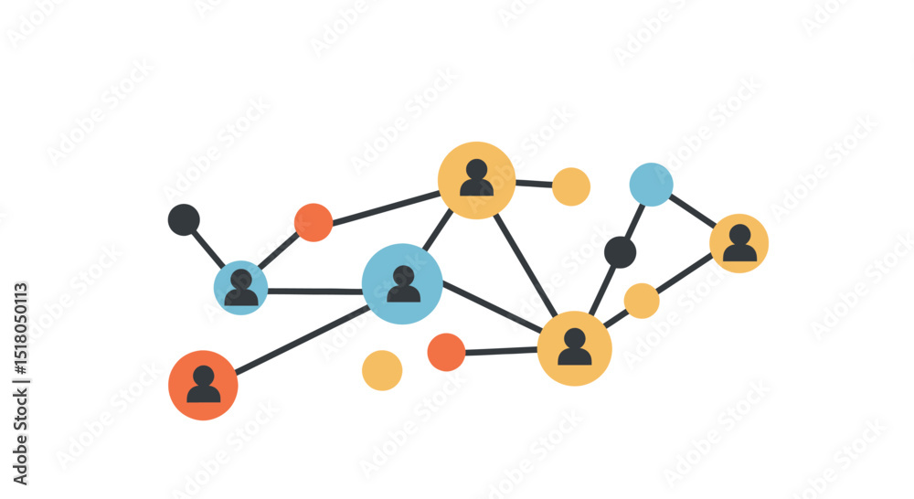 Obraz premium Illustration of a colorful abstract social network connections representing communication and collaboration
