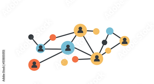 Illustration of a colorful abstract social network connections representing communication and collaboration