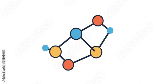Colorful abstract molecular structure with interconnected nodes and links representing scientific or technology concepts