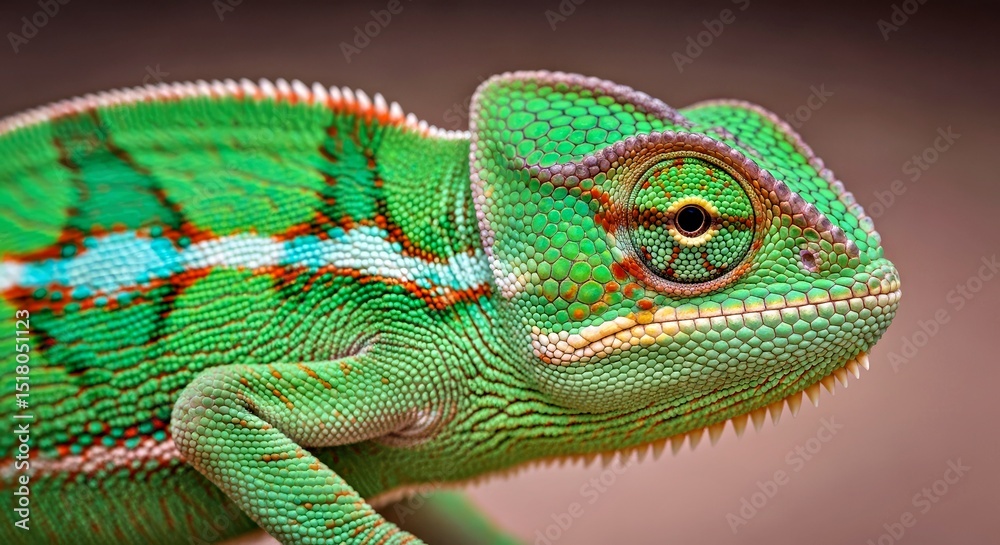 Fototapeta premium Adorable Close Up Baby Veiled Chameleon Reptile Wildlife Nature Portrait