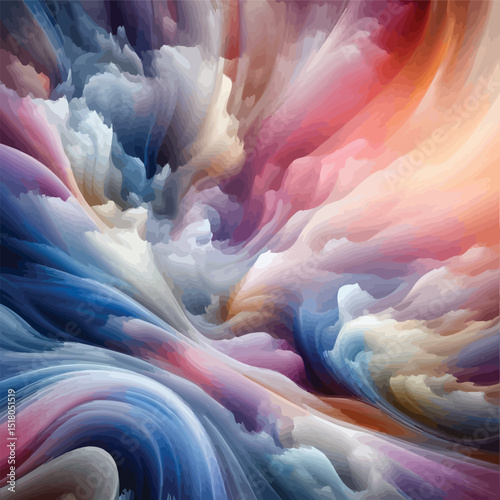 Colorful abstract fractal underwater pattern with swirling coral and light motion