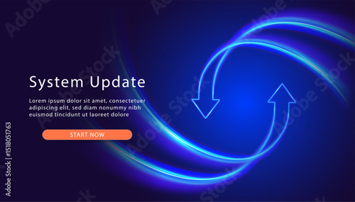 System Update. Upgrade Software version concept. Computer Program Upgrade. Synchronization icon. Two arrows go round. Refresh Process. Currensy Exchange. Money Transfer. Recycle Symbol.