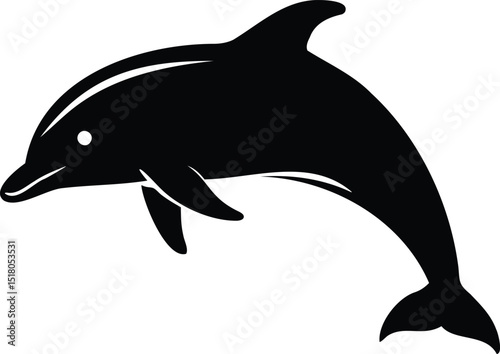 Black and White Silhouette of a Dolphin Leaping Out of the Water