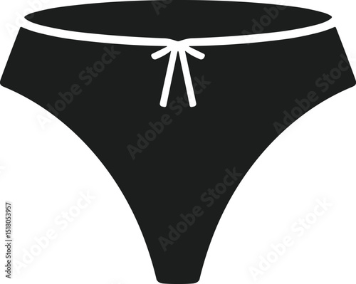 Women's Bikini Brief Silhouette – Black Vector Underwear with Bow Design