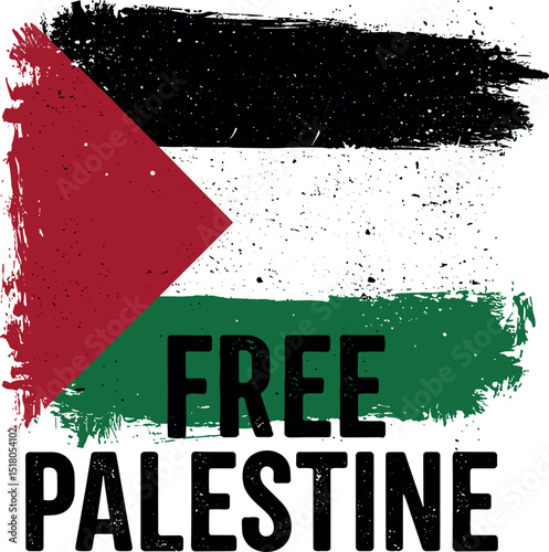 Bold Grunge-Style Free Palestine Artwork Featuring Palestinian Flag Colors and Empowering Liberation Message