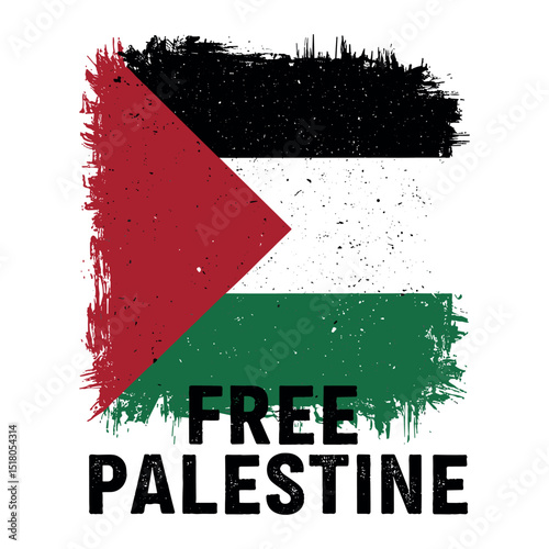 Bold Grunge-Style Free Palestine Artwork Featuring Palestinian Flag Colors and Empowering Liberation Message
