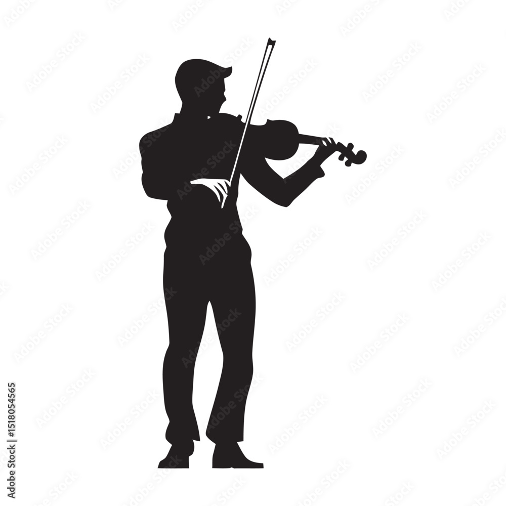 Fototapeta premium Violinist performing a simple minimal silhouette