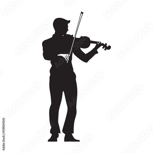 Violinist performing a simple minimal silhouette