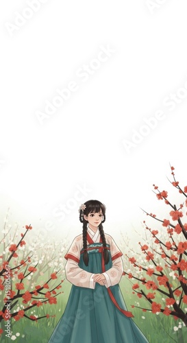 The Girl of the Ancient Style Under the Plum Tree