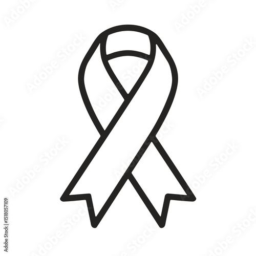 Awareness ribbon black line art, symbol of support and compassion