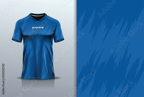 T-shirt mockup abstract texture grunge texture sport jersey design for football, soccer, racing, esports, running, blue color