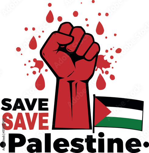 Empowering Solidarity A Bold Fist Raised in Support of Palestine with Vibrant Flag Colors Freedom Palestinian Flags Vector Art Instant Free Download