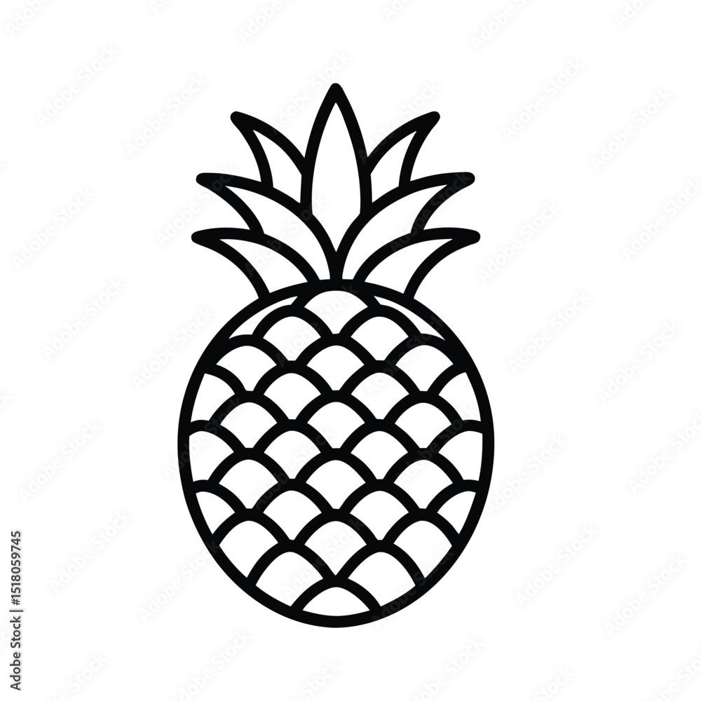 Simple Pineapple Fruit Outline Icon Design A Clean Vector Illustration on a White Background for Various Creative Projects and Applications Simple Pineapple Fruit Outline Icon Design A Clean Vector Illustration on a White Background for Various Creative Projects and Applications