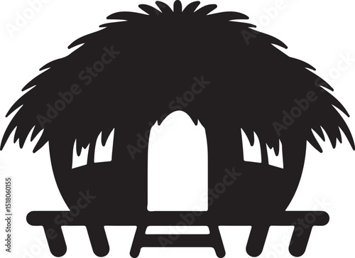 Hut silhouette black isolated vector flat silhouette icon design