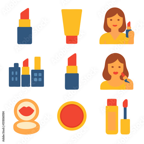 National lipstick day icons suitable for makeup content, beauty blogs, social media posts, cosmetics advertisements, and fashion magazines.