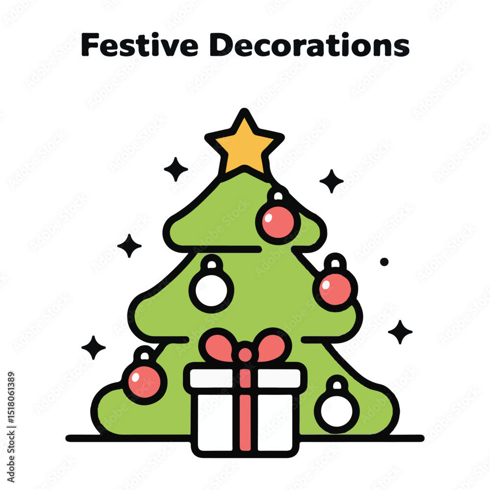 Fototapeta premium vector illustration of Christmas tree with gifts. 