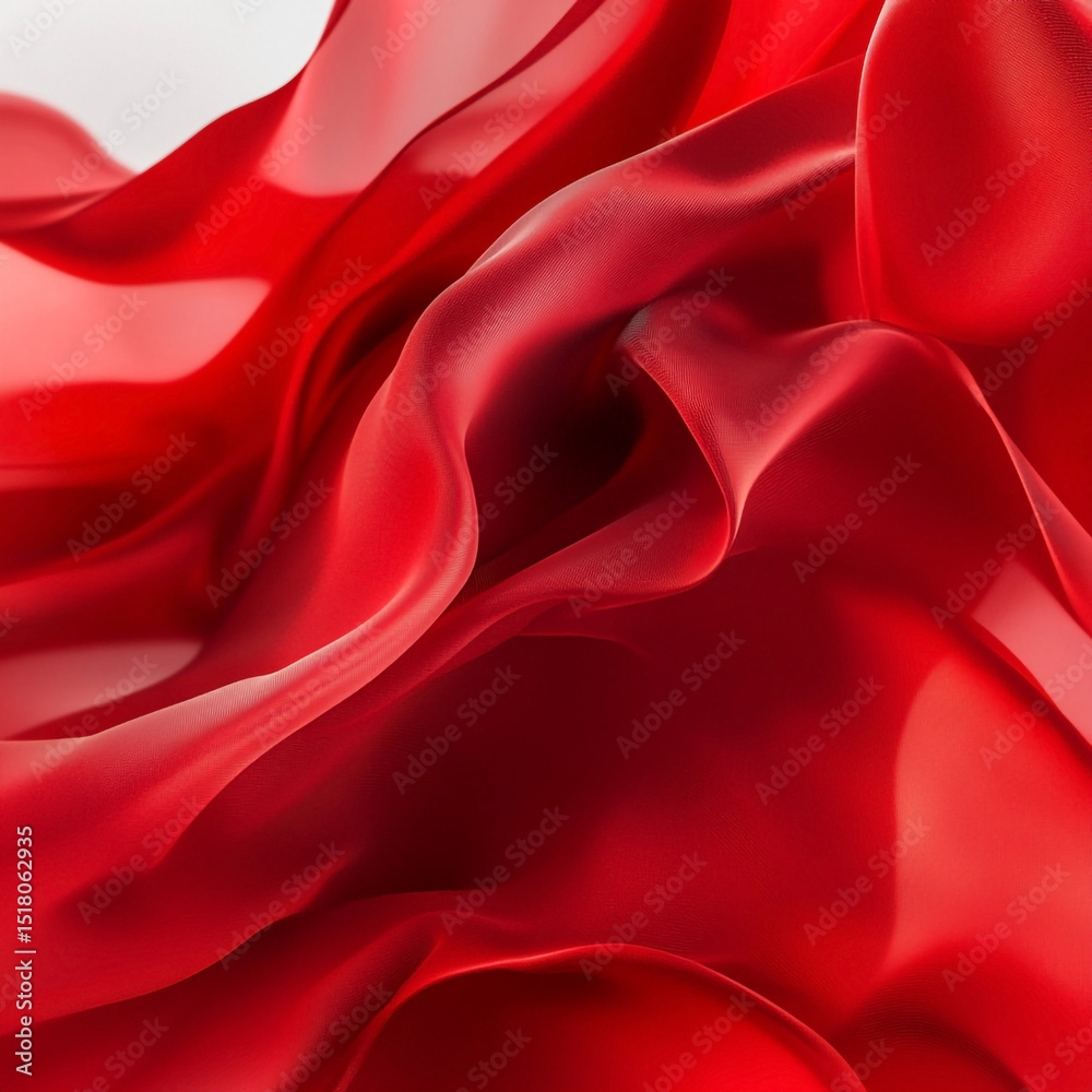 Obraz premium Elegant flowing red fabric with dynamic folds and soft lighting creating a luxurious textured background for design and creative projects