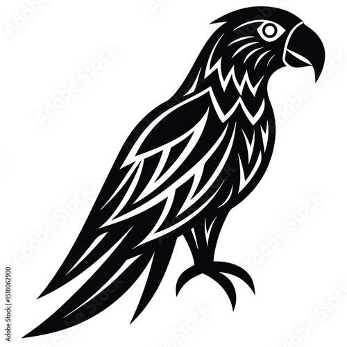parrot black and white tribal animal bird vector
