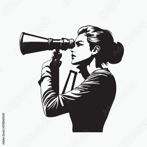 woman with telescope