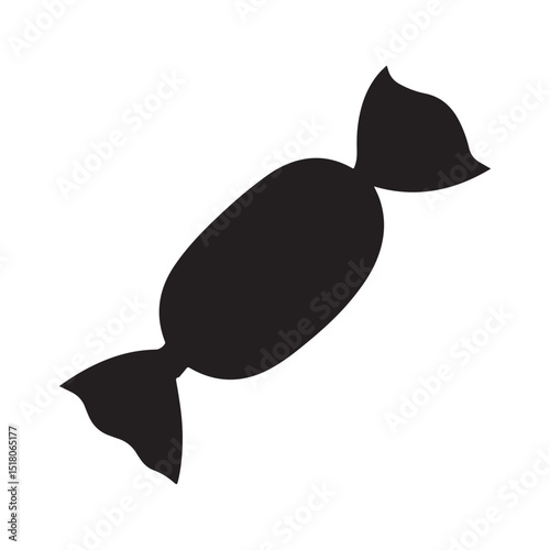 "Black silhouette of a candy shown on a white background."