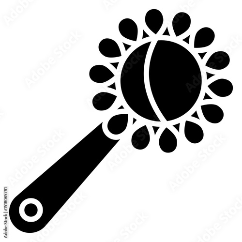 baby rattle icon Flat outline fill black and white