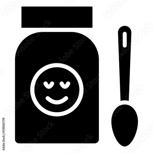 Baby Food icon Flat outline fill black and white