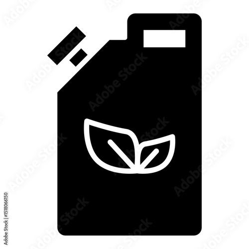 Biofuel canister icon Flat outline fill black and white