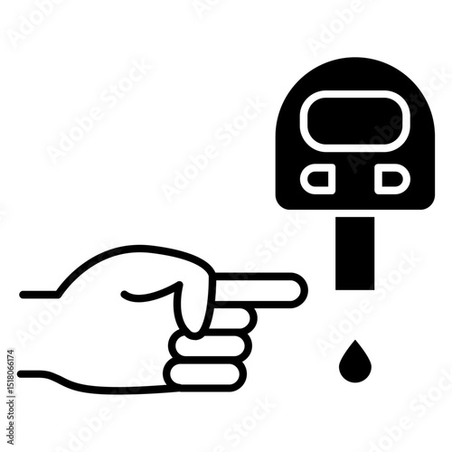 Blood sugar test icon Flat outline fill black and white