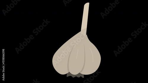 Animated Garlic Bulb with Detailed Layers on a Transparent Background Close Up View