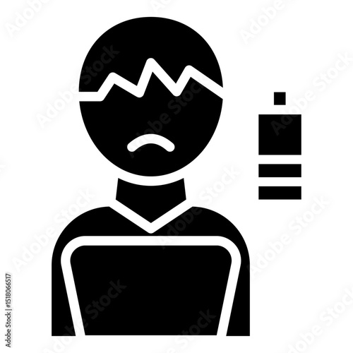 Burnout icon Flat outline fill black and white